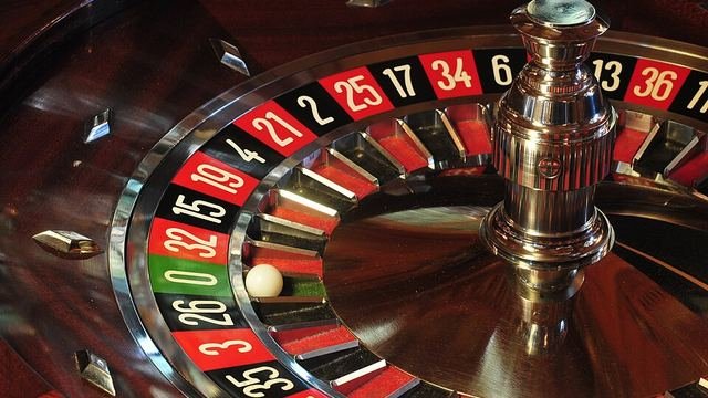 Close-up of a spinning roulette wheel