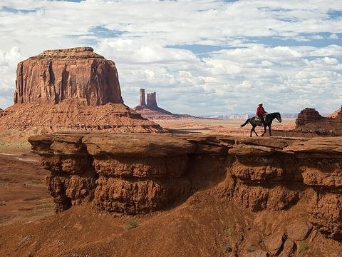 Horseman at Monument Valley in the American West
